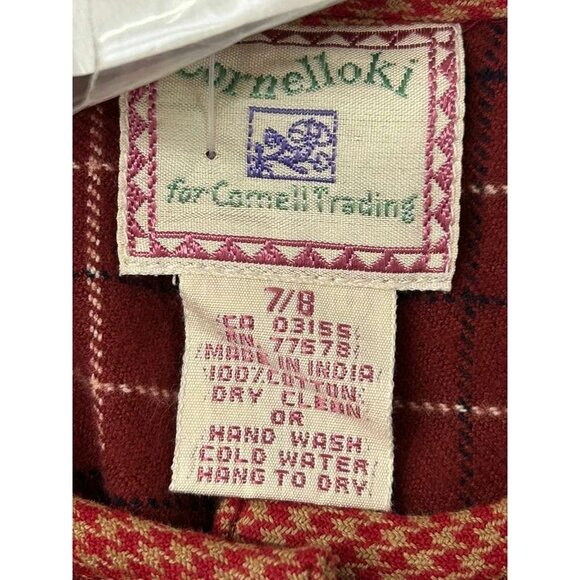 NWT Cornelloki Girls 7/8 Sleeveless Red Plaid & Floral Dress With Buttons - Picture 3 of 14